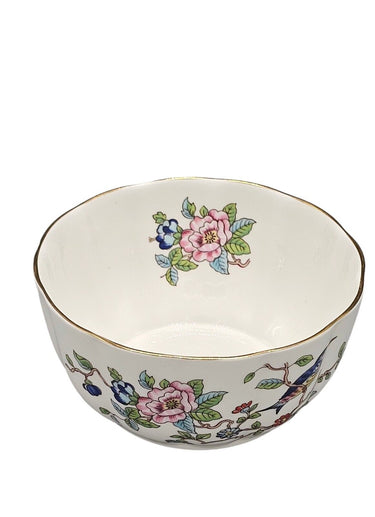 Aynsley Pembroke Fine English Bone China Bowl-Birds & Floral Design - Gold Trim